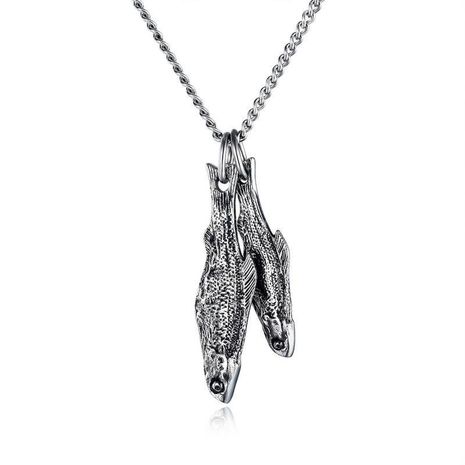 New fashion classic stainless steel old retro fish pendant necklace wholesale NHOP210772's discount tags