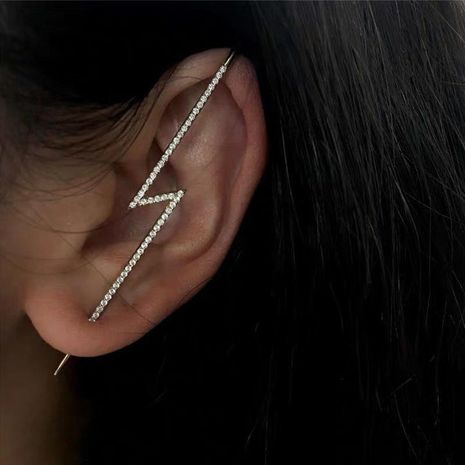 New fashion zircon micro-geometry long geometric lightning earrings wholesale's discount tags