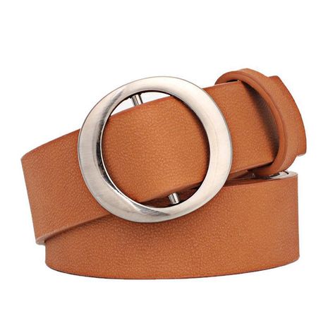 Korean new fashion no hole round buckle ladies belt simple wild retro fashion casual wide belt NHPO211233's discount tags