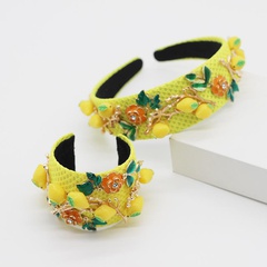 Baroque headband fashion prom catwalk lemon geometric bracelet headband set wholesale