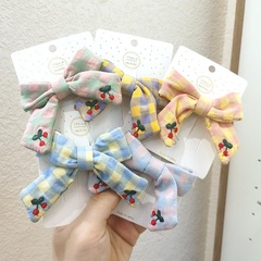 Children's hair accessories hairpin Korean bow top clip girl cherry bangs clip lattice headdress wholesale