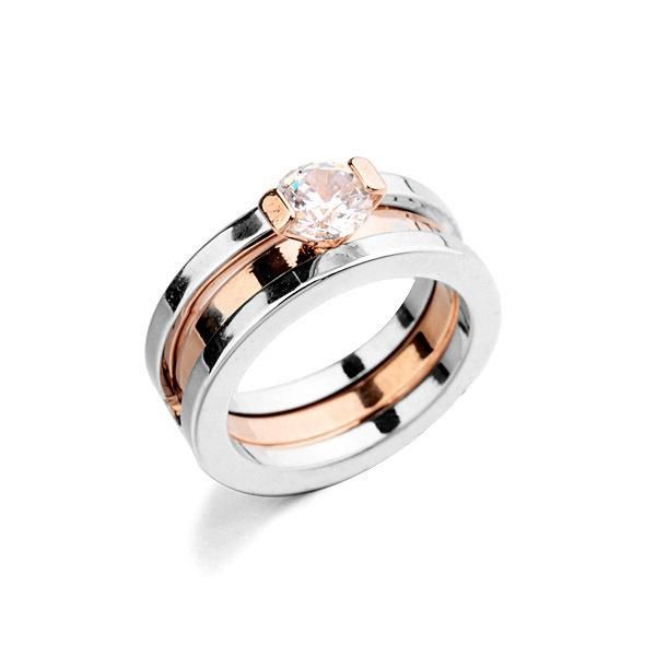 Nueva moda anillo de acero inoxidable anillo doble anillo de acero de titanio desmontable joyera al por mayor