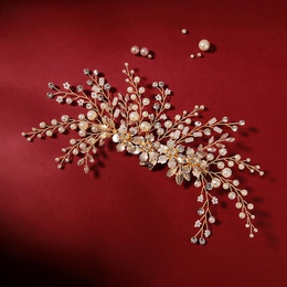 Tocado nupcial Fotografa de boda coreana accesorios de belleza de hadas pinza de pelo de ptalos de copo de nieve pinza de pelo hecha a mano clip de cuentas de arroz accesorios para el cabellopicture8
