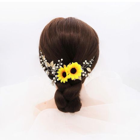New fashion sun flower daisy hair band handmade glass rhinestone bride head jewelry's discount tags