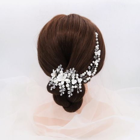 Nueva novia retro tocado de boda flor de acrílico banda de pelo de perla al por mayor's discount tags