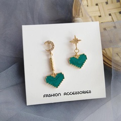 New fashion love simple wild earrings Xingyue mint green drop oil diamond earrings wholesale