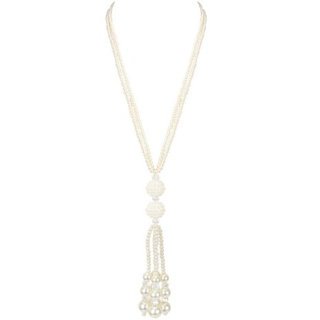 Nueva moda simple suéter cadena colgante collar de perlas anudadas al por mayor's discount tags