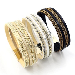 Korean new fashion multi-element leather bracelet chain magnetic buckle multi-layer bracelet 3 colors wholesale