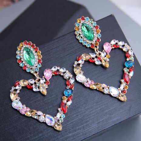 New fashion metal flash diamond love exaggerated earrings yiwu nihaojewelry wholesale's discount tags