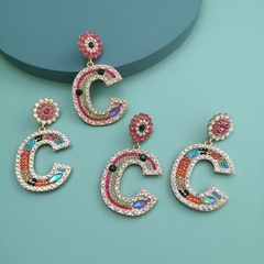 New fashion letter C inlaid diamond earrings nihaojewelry for women