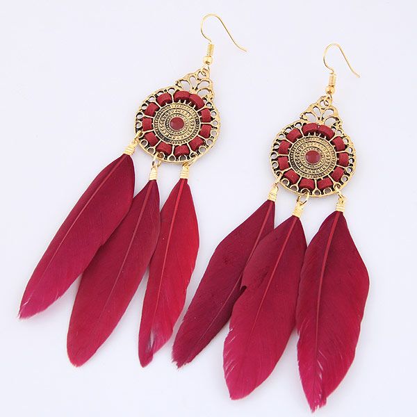 New fashion metal simple and elegant feather earrings nihaojewelry ...