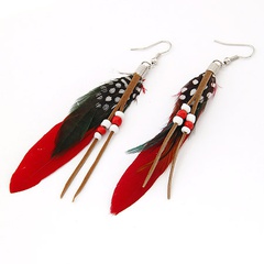 Korean fashion beaded feather earrings nihaojewelry wholesale