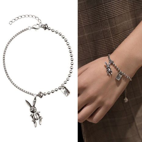 Simple Bunny Pendant Thai Silver Bracelet nihaojewelry wholesale's discount tags