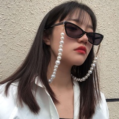 Fashion metal square brand letter jewelry mix and match imitation pearl asymmetric glasses chain wholesale Nihaojewelry