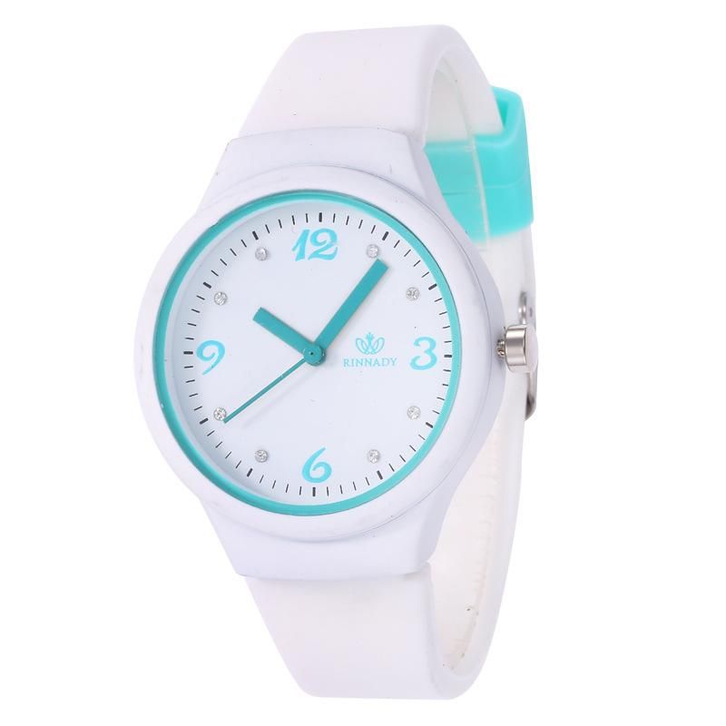 Korean fashion student watch sweet stitching color silicone band watch point drill color stitching color watch wholesale
