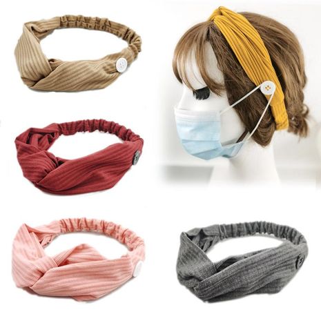 Nueva máscara de moda anti-cuero botón banda para el cabello de punto tendido suelto sección transversal prevención de epidemia banda para el cabello al por mayor's discount tags