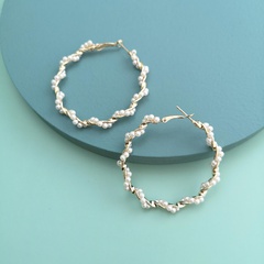 Korean new fashion pearl earrings simple wild geometric round earrings