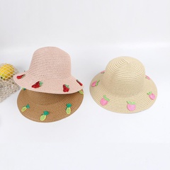 Summer children's straw hat Korean new sunscreen sun hat cute fruit basin hat wholesale