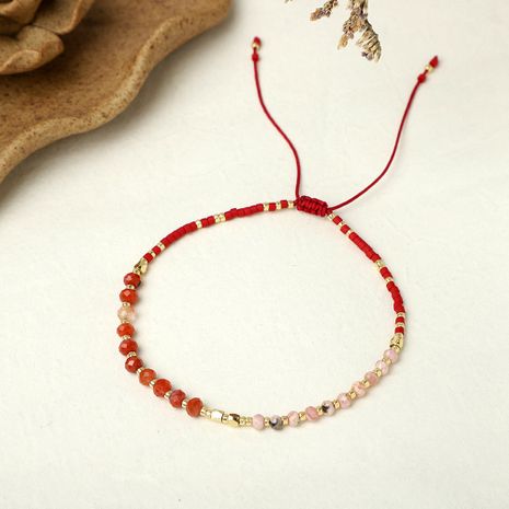 Simple and stylish Miyuki rice beads hand-woven friendship rope gold beads semi-precious stones bracelet's discount tags