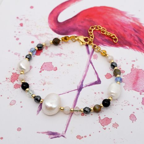 Pearls Natural Baroque Pearl Adjustable Bracelet Colorful Crystal Vintage Ethnic Style Bracelet's discount tags