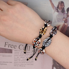 Natural shell leopard pattern braided friendship rope female bracelet fashion black and white pattern bohemian bracelet