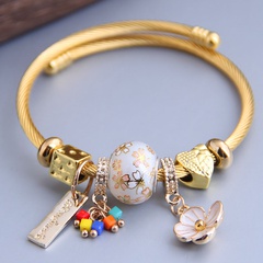 Fashion metal wild pan DL sweet flower pendant multi-element accessories nihaojewelry wholesale bracelet