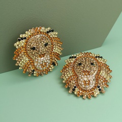 New fashion simple animal earrings lion diamond earrings wholesale nihaojewelry