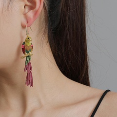 Fancy Color Diamond Acrylic Diamond Parakeet Earrings Female Fashion Stud Earrings
