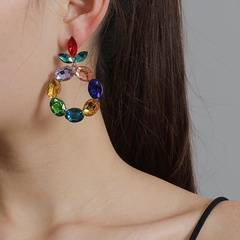 New geometric round earrings women fashion luxury glass full diamond color earrings