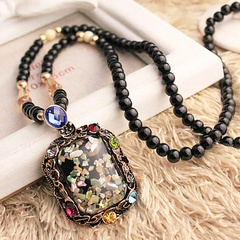 Korean fashion colorful shell pendant accessories crystal beads long necklace sweater chain