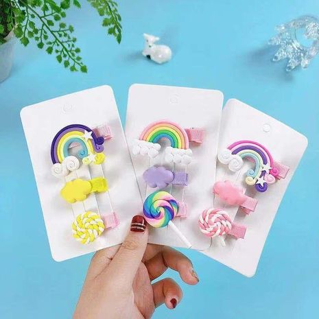 Lindo color coreano lollipop rainbow horquilla barata al por mayor's discount tags