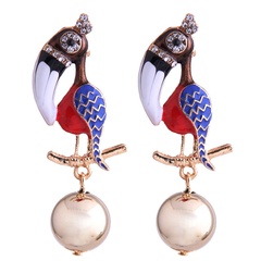 New fashion metal wild dripping oil hit color toucan exaggerated earrings Yiwu wholesale
