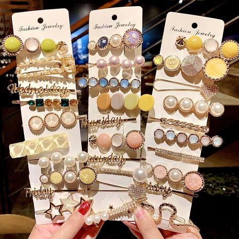 Korean new fashion pearl cheap hairpin set wholesale's discount tags