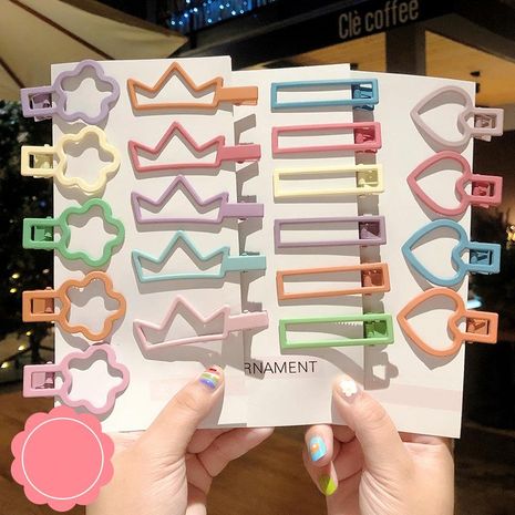 New fashion candy color word clip color hollow side clip love heart cheap hairpin wholesale's discount tags