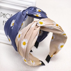 Korea's new fashion fabric print headband cross knot wide-edge cheap headband wholesale