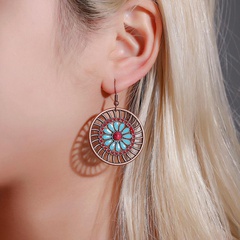 New fashion boho fashion retro flower round hollow earrings for women wholesale
