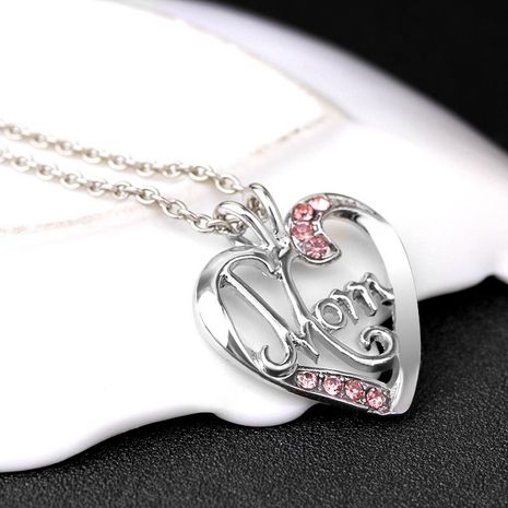 New fashion creative mother's day gift MOM love diamond pendant necklace yiwu nihaojewelry wholesale's discount tags