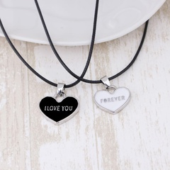 New fashion couple necklace accessories female fashion I Love You Forever heart-shaped black and white necklace