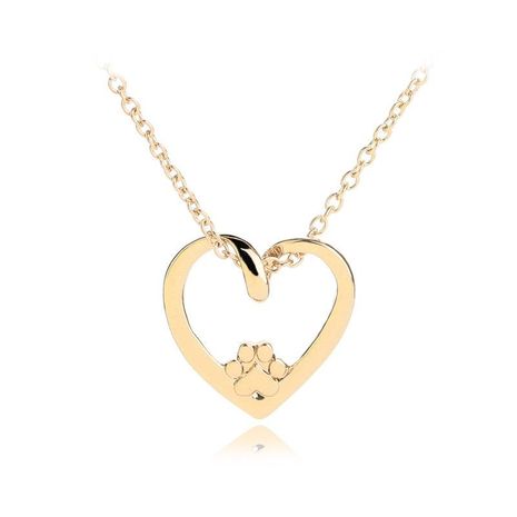 New Fashion Peach Heart Cat Claw Fashion Simple Love Hollow Dog Claw Pendant Necklace's discount tags