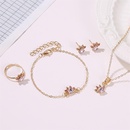 New fashion cat footprint zircon ring bracelet female cute cat claw necklace earrings four sets wholesalepicture10