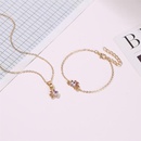New fashion cat footprint zircon ring bracelet female cute cat claw necklace earrings four sets wholesalepicture11