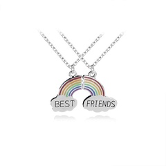 Fashion Creative Rainbow Necklace Best friends Best friends Two-petal stitching necklace accessories