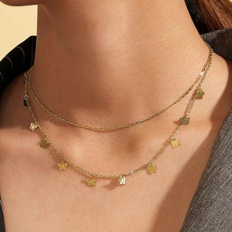 nouveau bijoux créatif simple vent papillon collier délicat double collier nihaojewelry gros's discount tags