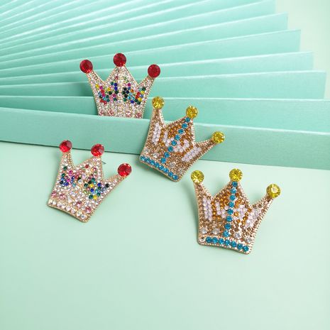 Fashion new  crown  for women full of  diamond cute simple  earrings  nihaojewelry wholesale's discount tags