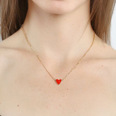 hot sale red love necklace drop oil double peach heart necklace clavicle chain heart necklace wholesale's discount tags