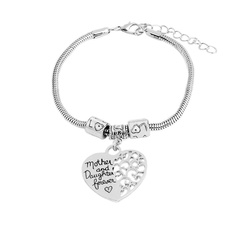 simples nouvelles lettres mère et fille pour toujours bracelet en forme de coeur tag nihaojewelry gros