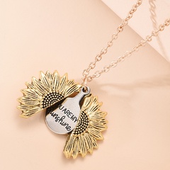 retro creative necklace  personality hip-hop openable sunflower pendant necklace nihaojewelry wholesale