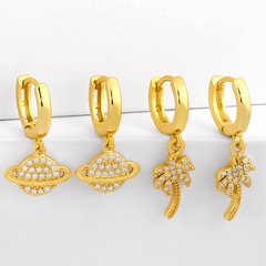 new popular jewelry earrings planet coconut tree diamond copper earrings  nihaojewelry wholesale