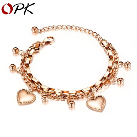 nouvelle mode multicouche bracelet en acier inoxydable perle ronde amour titane acier dames bijoux nihaojewelry en gros's discount tags
