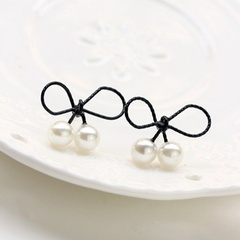 Korea fashion simple jewelry earrings   black bow pearl earrings nihaojewelry wholesale